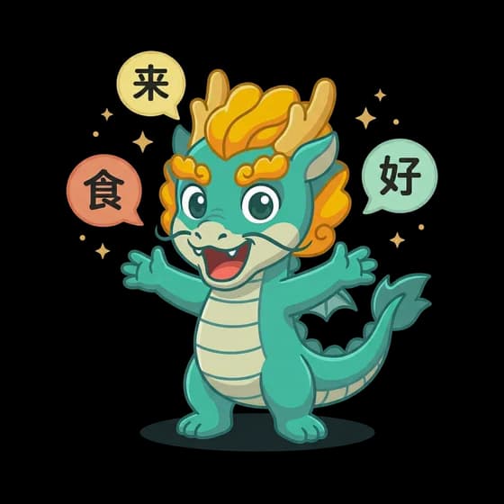 Tio Boh mascot gesturing with speech bubbles